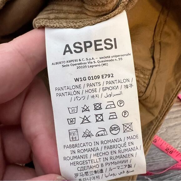 Aspesi corduroy straight leg trouser pants brown sz 46 - Picture 6 of 8